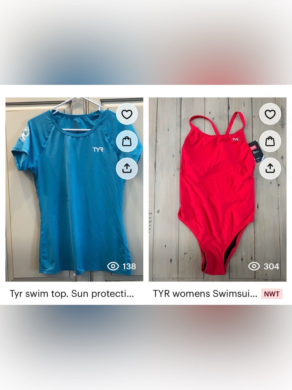 TYR womens Swimsuit, Red, Size 38 and Swim Top Size XL